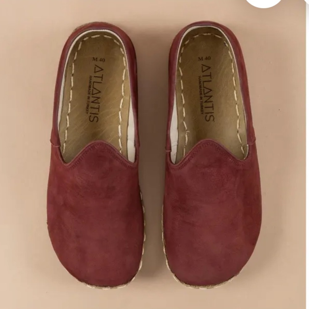Barefoot Grounding Wide Tow Box Burgundy Slip On Shoes